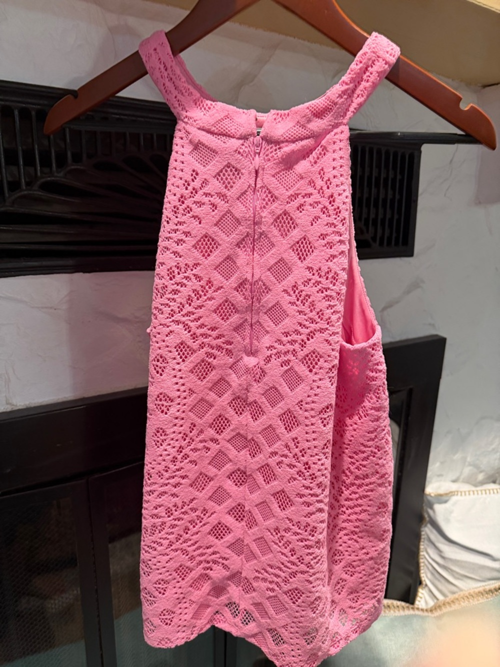 Lilly Pulitzer Pink Crochet High-Neck Tank Top - Picture 2 of 4